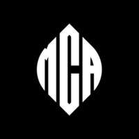 MCA-Kreisbuchstaben-Logo-Design mit Kreis- und Ellipsenform. MCA-Ellipsenbuchstaben mit typografischem Stil. Die drei Initialen bilden ein Kreislogo. MCA-Kreis-Emblem abstrakter Monogramm-Buchstaben-Markierungsvektor. vektor