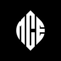 mce-Kreisbuchstaben-Logo-Design mit Kreis- und Ellipsenform. mce Ellipsenbuchstaben mit typografischem Stil. Die drei Initialen bilden ein Kreislogo. mce Kreisemblem abstrakter Monogramm-Buchstabenmarkierungsvektor. vektor