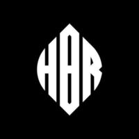 hbr cirkelbokstavslogotypdesign med cirkel- och ellipsform. hbr ellipsbokstäver med typografisk stil. de tre initialerna bildar en cirkellogotyp. hbr cirkel emblem abstrakt monogram bokstav märke vektor. vektor