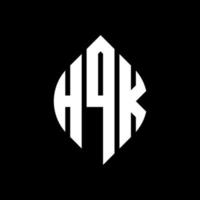 hqk-Kreis-Buchstaben-Logo-Design mit Kreis- und Ellipsenform. hqk-Ellipsenbuchstaben mit typografischem Stil. Die drei Initialen bilden ein Kreislogo. hqk-Kreis-Emblem abstrakter Monogramm-Buchstaben-Markierungsvektor. vektor