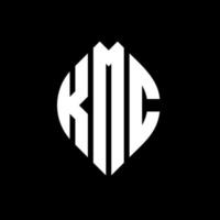 kmc-Kreisbuchstaben-Logo-Design mit Kreis- und Ellipsenform. kmc Ellipsenbuchstaben mit typografischem Stil. Die drei Initialen bilden ein Kreislogo. kmc-Kreis-Emblem abstrakter Monogramm-Buchstaben-Markierungsvektor. vektor