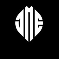 JME-Kreisbuchstaben-Logo-Design mit Kreis- und Ellipsenform. jme Ellipsenbuchstaben mit typografischem Stil. Die drei Initialen bilden ein Kreislogo. JME-Kreis-Emblem abstrakter Monogramm-Buchstaben-Markierungsvektor. vektor