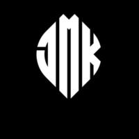 jmk cirkelbokstavslogotypdesign med cirkel och ellipsform. jmk ellipsbokstäver med typografisk stil. de tre initialerna bildar en cirkellogotyp. jmk cirkel emblem abstrakt monogram bokstav märke vektor. vektor