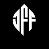 jff cirkelbokstavslogotypdesign med cirkel och ellipsform. jff ellipsbokstäver med typografisk stil. de tre initialerna bildar en cirkellogotyp. jff cirkel emblem abstrakt monogram bokstav märke vektor. vektor