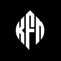 kfm-Kreisbuchstaben-Logo-Design mit Kreis- und Ellipsenform. kfm Ellipsenbuchstaben mit typografischem Stil. Die drei Initialen bilden ein Kreislogo. kfm-Kreis-Emblem abstrakter Monogramm-Buchstaben-Markierungsvektor. vektor