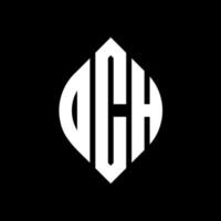 dch-Kreis-Buchstaben-Logo-Design mit Kreis- und Ellipsenform. dch Ellipsenbuchstaben mit typografischem Stil. Die drei Initialen bilden ein Kreislogo. dch-Kreis-Emblem abstrakter Monogramm-Buchstaben-Markenvektor. vektor