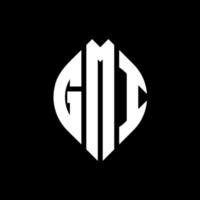 gmi-Kreisbuchstaben-Logo-Design mit Kreis- und Ellipsenform. gmi-ellipsenbuchstaben mit typografischem stil. Die drei Initialen bilden ein Kreislogo. gmi-Kreis-Emblem abstrakter Monogramm-Buchstaben-Markenvektor. vektor