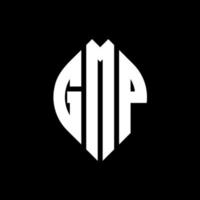 gmp cirkel bokstavslogotyp design med cirkel och ellipsform. gmp ellips bokstäver med typografisk stil. de tre initialerna bildar en cirkellogotyp. gmp cirkel emblem abstrakt monogram bokstav märke vektor. vektor