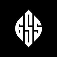 gss-Kreisbuchstaben-Logo-Design mit Kreis- und Ellipsenform. Gss-Ellipsenbuchstaben mit typografischem Stil. Die drei Initialen bilden ein Kreislogo. gss-Kreis-Emblem abstrakter Monogramm-Buchstaben-Markierungsvektor. vektor