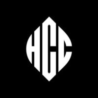 hcc-Kreisbuchstaben-Logo-Design mit Kreis- und Ellipsenform. hcc-ellipsenbuchstaben mit typografischem stil. Die drei Initialen bilden ein Kreislogo. hcc-Kreis-Emblem abstrakter Monogramm-Buchstaben-Markenvektor. vektor