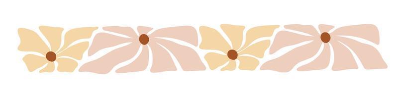 Vektor 70er Jahre inspiriertes Grenzmuster in rechteckiger Form. Blume groovy Hippie lustige Boho gelbe Palette ideal für Stoff, Geschenkverpackung, Scrapbooking, Verpackung, Poster, Karte