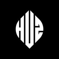 Huz Circle Letter Logo Design mit Kreis- und Ellipsenform. Huz Ellipsenbuchstaben mit typografischem Stil. Die drei Initialen bilden ein Kreislogo. Huz-Kreis-Emblem abstrakter Monogramm-Buchstaben-Markierungsvektor. vektor