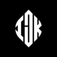 ijk-Kreis-Buchstaben-Logo-Design mit Kreis- und Ellipsenform. ijk Ellipsenbuchstaben mit typografischem Stil. Die drei Initialen bilden ein Kreislogo. ijk-Kreis-Emblem abstrakter Monogramm-Buchstaben-Markierungsvektor. vektor