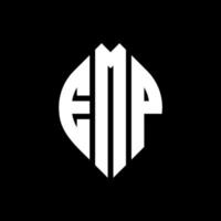 emp-Kreis-Buchstaben-Logo-Design mit Kreis- und Ellipsenform. emp Ellipsenbuchstaben mit typografischem Stil. Die drei Initialen bilden ein Kreislogo. emp-Kreis-Emblem abstrakter Monogramm-Buchstaben-Markierungsvektor. vektor