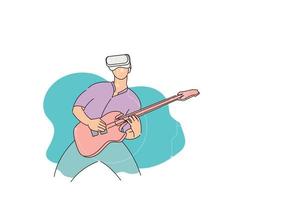gitarrist som har konsert i virtuell värld. vektor illustration design