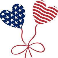 der 4. juli clipart element herzluftballons, usa unabhängigkeitstag, rot und blau, sternenbanner vektor