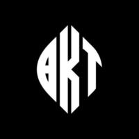 bkt-Kreisbuchstaben-Logo-Design mit Kreis- und Ellipsenform. bkt Ellipsenbuchstaben mit typografischem Stil. Die drei Initialen bilden ein Kreislogo. bkt-Kreis-Emblem abstrakter Monogramm-Buchstaben-Markenvektor. vektor