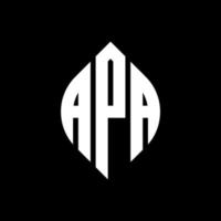 apa-Kreis-Buchstaben-Logo-Design mit Kreis- und Ellipsenform. apa ellipsenbuchstaben mit typografischem stil. Die drei Initialen bilden ein Kreislogo. APA-Kreis-Emblem abstrakter Monogramm-Buchstaben-Markierungsvektor. vektor