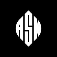 asn-Kreisbuchstaben-Logo-Design mit Kreis- und Ellipsenform. asn Ellipsenbuchstaben mit typografischem Stil. Die drei Initialen bilden ein Kreislogo. Asn-Kreis-Emblem abstrakter Monogramm-Buchstaben-Markierungsvektor. vektor