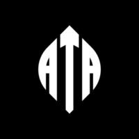 ata-Kreis-Buchstaben-Logo-Design mit Kreis- und Ellipsenform. ata ellipsenbuchstaben mit typografischem stil. Die drei Initialen bilden ein Kreislogo. ata-Kreis-Emblem abstrakter Monogramm-Buchstaben-Markierungsvektor. vektor