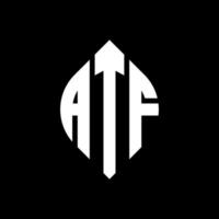 atf-Kreisbuchstaben-Logo-Design mit Kreis- und Ellipsenform. atf ellipsenbuchstaben mit typografischem stil. Die drei Initialen bilden ein Kreislogo. ATF-Kreis-Emblem abstrakter Monogramm-Buchstaben-Markierungsvektor. vektor
