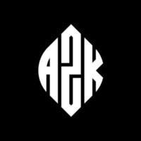 azk cirkelbokstavslogotypdesign med cirkel och ellipsform. azk ellipsbokstäver med typografisk stil. de tre initialerna bildar en cirkellogotyp. azk cirkel emblem abstrakt monogram bokstaven märke vektor. vektor