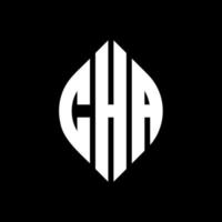 Cha-Kreis-Buchstaben-Logo-Design mit Kreis- und Ellipsenform. Cha-Ellipsenbuchstaben mit typografischem Stil. Die drei Initialen bilden ein Kreislogo. Cha-Kreis-Emblem abstrakter Monogramm-Buchstaben-Markierungsvektor. vektor