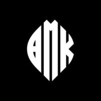 bmk-Kreisbuchstaben-Logo-Design mit Kreis- und Ellipsenform. bmk Ellipsenbuchstaben mit typografischem Stil. Die drei Initialen bilden ein Kreislogo. bmk-Kreis-Emblem abstrakter Monogramm-Buchstaben-Markenvektor. vektor