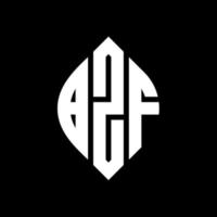 bzf-Kreisbuchstaben-Logo-Design mit Kreis- und Ellipsenform. bzf Ellipsenbuchstaben mit typografischem Stil. Die drei Initialen bilden ein Kreislogo. bzf-Kreis-Emblem abstrakter Monogramm-Buchstaben-Markierungsvektor. vektor