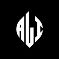 ali-Kreis-Buchstaben-Logo-Design mit Kreis- und Ellipsenform. Ali-Ellipsenbuchstaben mit typografischem Stil. Die drei Initialen bilden ein Kreislogo. Ali-Kreis-Emblem abstrakter Monogramm-Buchstaben-Markierungsvektor. vektor