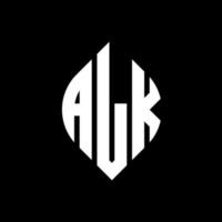 alk-Kreis-Buchstaben-Logo-Design mit Kreis- und Ellipsenform. alk Ellipsenbuchstaben mit typografischem Stil. Die drei Initialen bilden ein Kreislogo. Alk-Kreis-Emblem abstrakter Monogramm-Buchstaben-Markierungsvektor. vektor