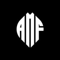 amf-Kreisbuchstaben-Logo-Design mit Kreis- und Ellipsenform. amf Ellipsenbuchstaben mit typografischem Stil. Die drei Initialen bilden ein Kreislogo. amf-Kreis-Emblem abstrakter Monogramm-Buchstaben-Markenvektor. vektor