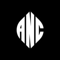 Anc-Kreis-Buchstaben-Logo-Design mit Kreis- und Ellipsenform. anc Ellipsenbuchstaben mit typografischem Stil. Die drei Initialen bilden ein Kreislogo. anc-Kreis-Emblem abstrakter Monogramm-Buchstaben-Markierungsvektor. vektor