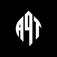 aqt-Kreis-Buchstaben-Logo-Design mit Kreis- und Ellipsenform. aqt Ellipsenbuchstaben mit typografischem Stil. Die drei Initialen bilden ein Kreislogo. aqt Kreisemblem abstrakter Monogramm-Buchstabenmarkierungsvektor. vektor