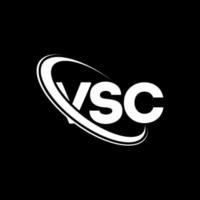 vsc logotyp. vsc bokstav. vsc bokstavslogotypdesign. initialer vsc logotyp länkad med cirkel och versaler monogram logotyp. vsc typografi för teknik, företag och fastighetsmärke. vektor