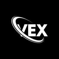 Vex-Logo. ärgerlicher Brief. Vex-Brief-Logo-Design. Initialen-Vex-Logo, verbunden mit Kreis und Monogramm-Logo in Großbuchstaben. Vex-Typografie für Technologie-, Geschäfts- und Immobilienmarken. vektor