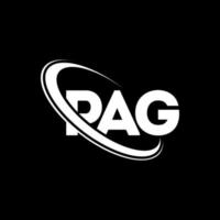 pag-Logo. pag-Brief. pag-Buchstaben-Logo-Design. Initialen-Pag-Logo, verbunden mit Kreis und Monogramm-Logo in Großbuchstaben. pag-typografie für technologie-, geschäfts- und immobilienmarke. vektor