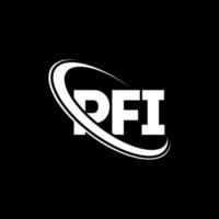 pfi logotyp. pfi brev. pfi brev logotyp design. initialer pfi logotyp länkad med cirkel och versaler monogram logotyp. pfi-typografi för varumärket teknik, företag och fastigheter. vektor