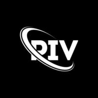 piv-Logo. PIV-Brief. PIV-Brief-Logo-Design. Initialen-PIV-Logo, verbunden mit Kreis und Monogramm-Logo in Großbuchstaben. Piv-Typografie für Technologie-, Geschäfts- und Immobilienmarken. vektor