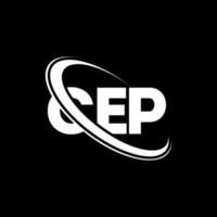 cep-Logo. cep-Brief. cep-Buchstaben-Logo-Design. cep-Logo mit Initialen, verbunden mit Kreis und Monogramm-Logo in Großbuchstaben. cep-typografie für technologie-, geschäfts- und immobilienmarke. vektor