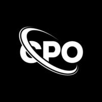 cpo-Logo. cpo-Brief. cpo-Buchstaben-Logo-Design. Initialen cpo-Logo verbunden mit Kreis und Monogramm-Logo in Großbuchstaben. cpo-typografie für technologie-, geschäfts- und immobilienmarke. vektor