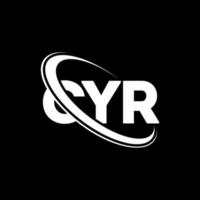 cyr logotyp. cyr brev. cyr brev logotyp design. initialer cyr logotyp länkad med cirkel och versaler monogram logotyp. cyr typografi för teknik, affärs- och fastighetsmärke. vektor