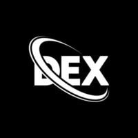 dex-Logo. Dex-Brief. Logo-Design mit Dex-Buchstaben. Initialen-Dex-Logo, verbunden mit Kreis und Monogramm-Logo in Großbuchstaben. dex-typografie für technologie-, geschäfts- und immobilienmarke. vektor