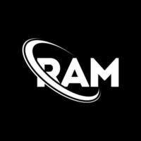 ram logotyp. ram brev. ram brev logotyp design. initialer ram-logotyp länkad med cirkel och monogram-logotyp med versaler. ram typografi för teknik, affärs- och fastighetsmärke. vektor