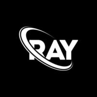 Ray-Logo. strahl brief. Ray-Brief-Logo-Design. Initialen-Strahlenlogo, verbunden mit einem Kreis und einem Monogramm-Logo in Großbuchstaben. Strahlentypografie für Technologie-, Geschäfts- und Immobilienmarken. vektor