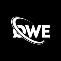 qwe-Logo. qwe brief. qwe-Buchstaben-Logo-Design. Initialen qwe-Logo verbunden mit Kreis und Monogramm-Logo in Großbuchstaben. qwe typografie für technologie-, geschäfts- und immobilienmarke. vektor