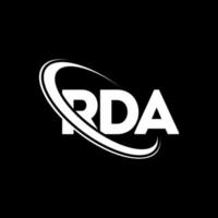 rda logotyp. rda brev. rda brev logotyp design. initialer rda logotyp länkad med cirkel och versaler monogram logotyp. rda typografi för teknik, företag och fastighetsmärke. vektor