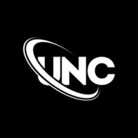 unc logotyp. unc brev. unc brev logotyp design. initialer unc logotyp länkad med cirkel och versaler monogram logotyp. unc typografi för teknik, företag och fastighetsmärke. vektor