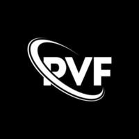 pvf-Logo. pvf-Brief. pvf-Buchstaben-Logo-Design. pvf-Logo mit Initialen, verbunden mit einem Kreis und einem Monogramm-Logo in Großbuchstaben. PVF-Typografie für Technologie-, Geschäfts- und Immobilienmarken. vektor