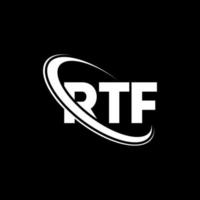 rtf-logotyp. rtf brev. rtf-bokstavslogotypdesign. initialer rtf logotyp länkad med cirkel och versaler monogram logotyp. rtf typografi för teknik, företag och fastighetsmärke. vektor